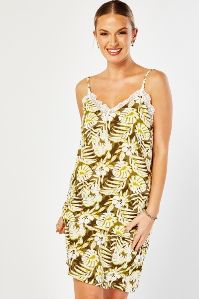 Tropical Print Strappy Dress