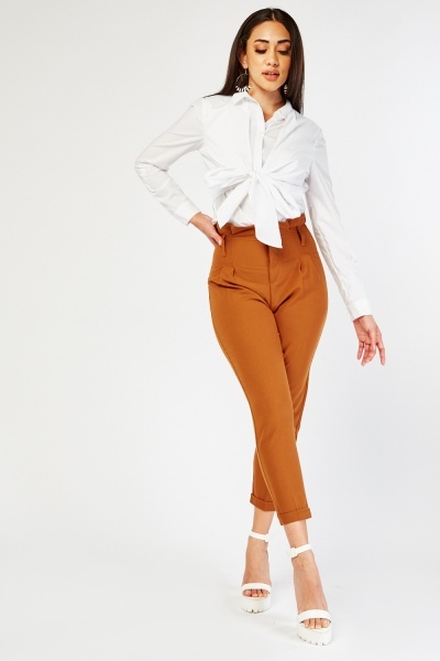 Cropped Paperbag Trousers