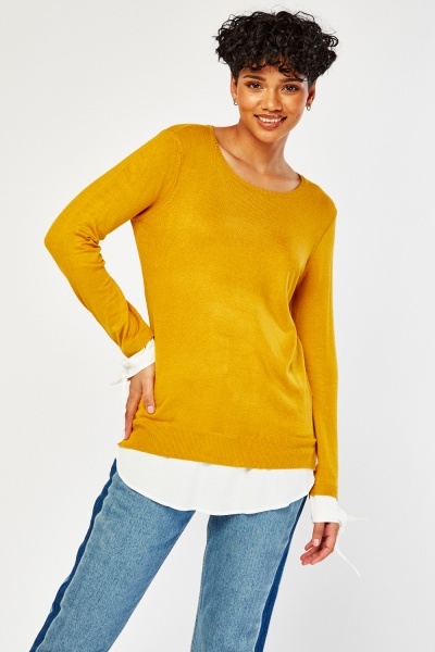 Thin Contrast Trim Knit Top