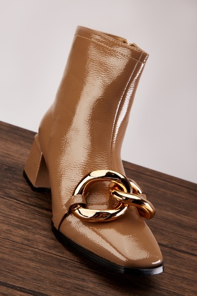 Image of Chunky Chain Detail PU Boots
