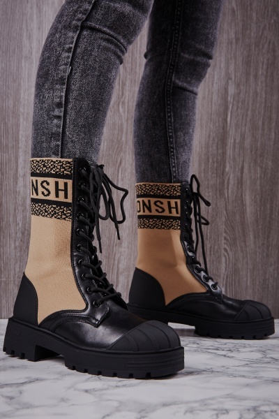 Image of Fashion Knitted Contrasted Sock Boots