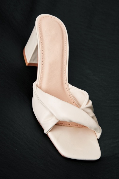 Twisted Front Block Heel Mules