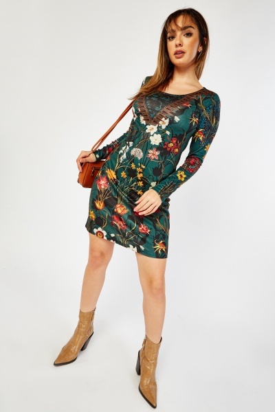 Image of Embroidered Front Floral Shift Dress