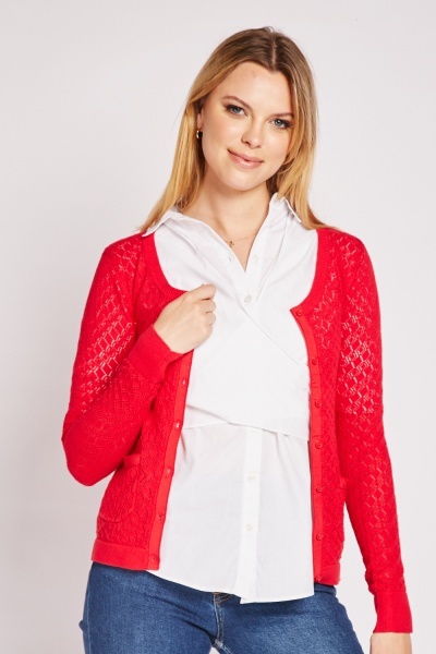 Image of Laser Cut Buttoned Cardigan