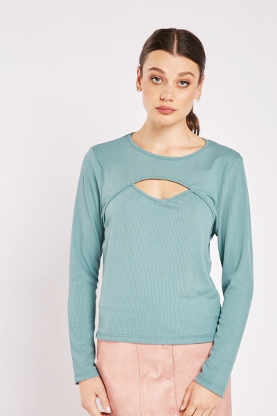 Cut Out Front Ribbed Top