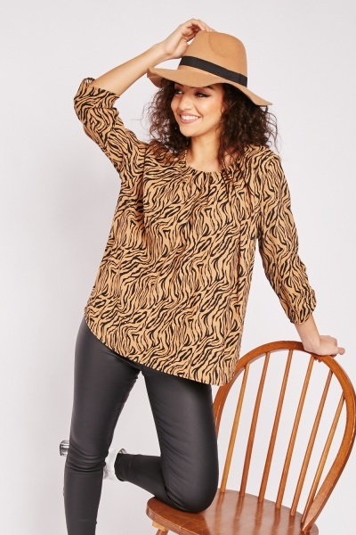 Image of Two Tone Round Neck Blouse