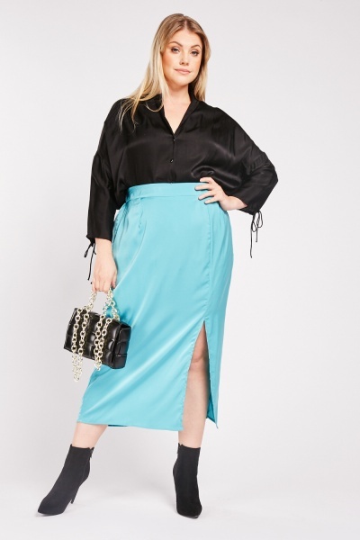 Silky Slit Front Maxi Skirt