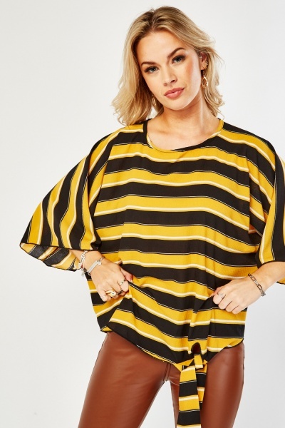 Image of Striped Batwing Sleeve Blouse