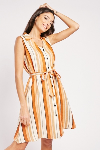 Sleeveless Striped Cotton Dress