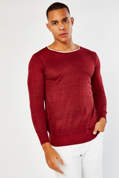 Speckled Knit Round Neck Pullover