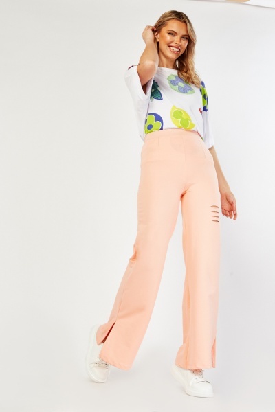 Ripped Wide Leg Trousers