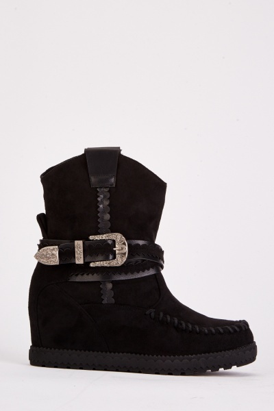 Suedette Wedge Ankle Boots