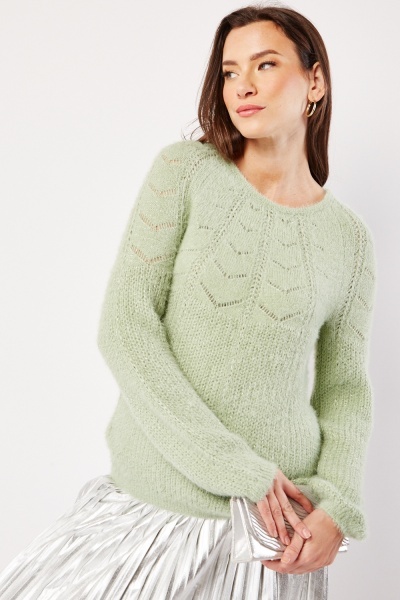 perforated eyelash knit jumper