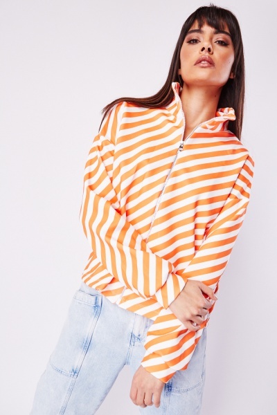 Striped Zipped Casual Jacket