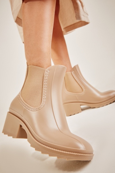 Faux Leather Heeled Ankle Boots