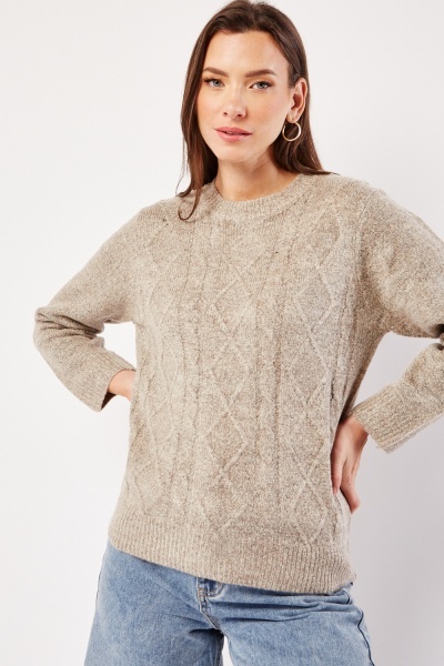 Image of Knitted Pattern Round Neck Casual Jumper
