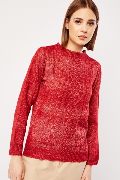 Image of Mixed Knitted Pattern Jumper
