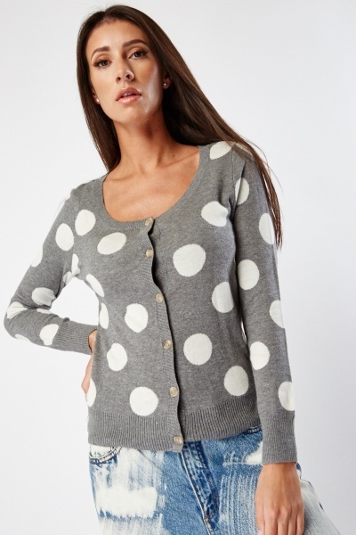 Image of Polka Dot Knitted Cardigan