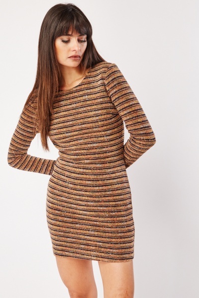 Long Sleeve Striped Bodycon Dress