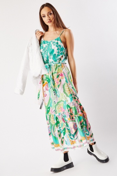 Printed Tiered Cotton Maxi Dress