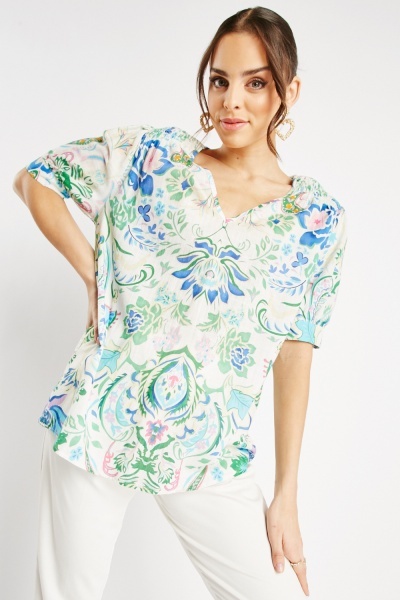 Printed Fitted Short Sleeve Top