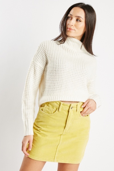 Yellow Corduroy Mini Skirt