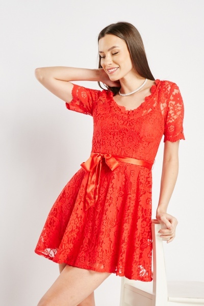 Lace Overlay Mini Dress