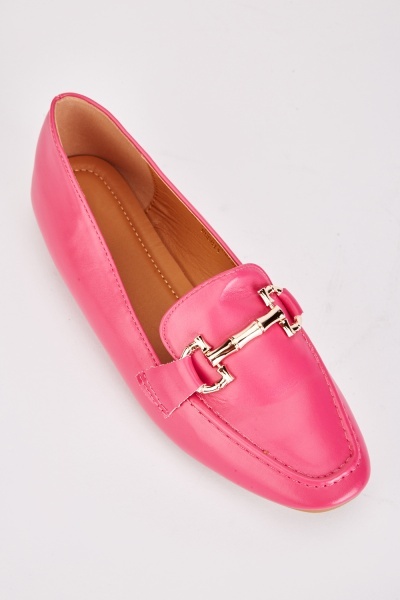 Faux Leather Detailed Front Loafers