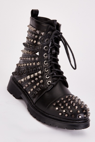 Studded Faux Leather Boots