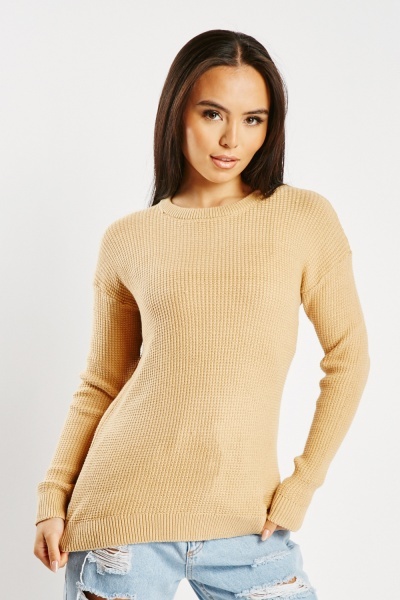 Textured Cotton Knitted Jumper