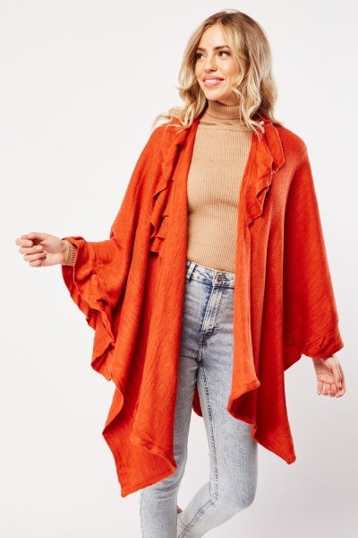 Ruffle Knitted Cape