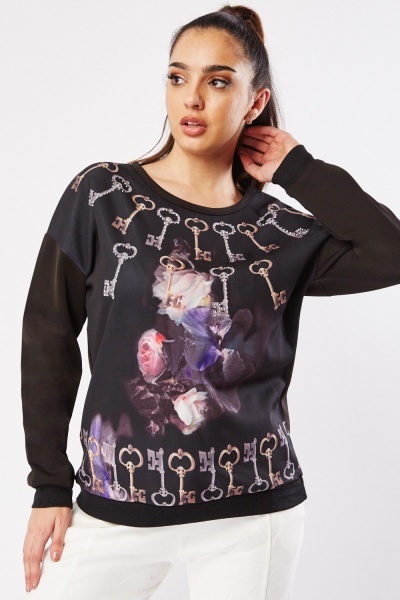 Image of Encrusted Printed Sweater