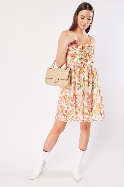 Image of Cut Out Ruched Printed Mini Dress