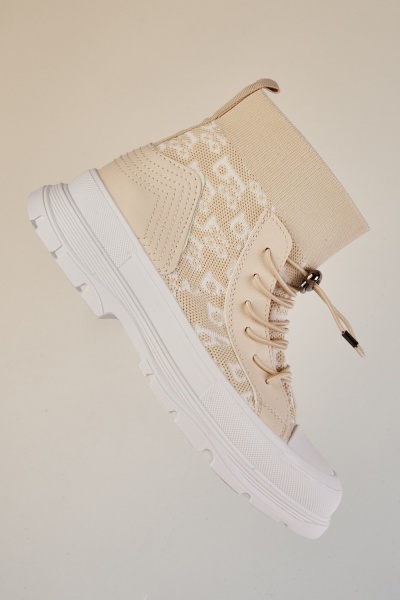 Image of Printed Knit Sock Ankle Boots
