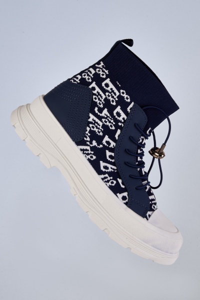 Printed Knit Sock Ankle Boots