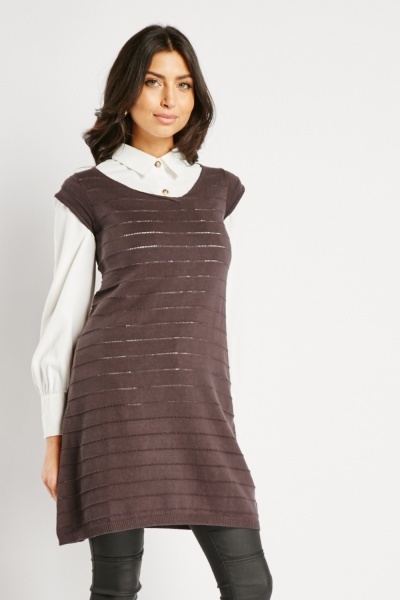 Image of Perforated Knitted Longline Vest