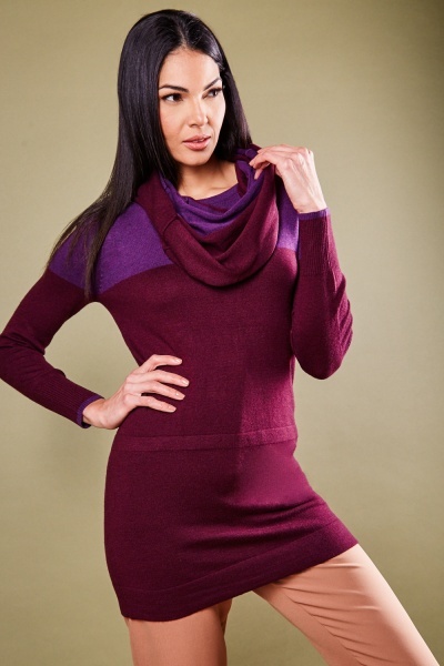Knitted Long Top And Scarf Set