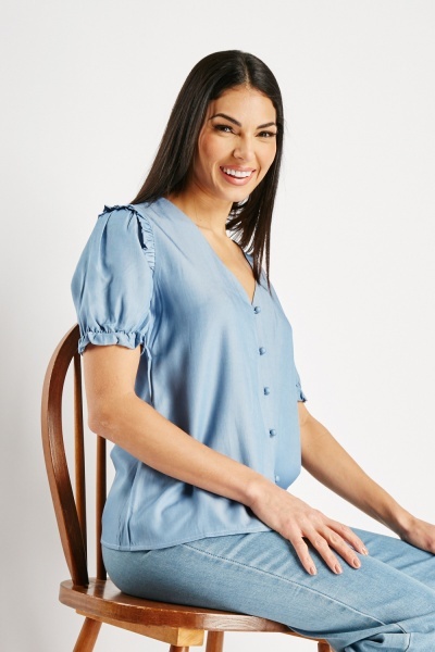 Image of Low Neck Buttoned Top