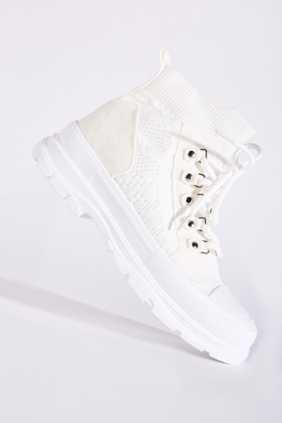 Knitted Contrasted High Top Trainers