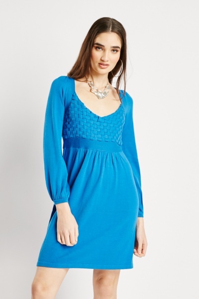 Textured Panel Knitted Dress