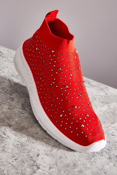 Encrusted Knitted Sock Trainers