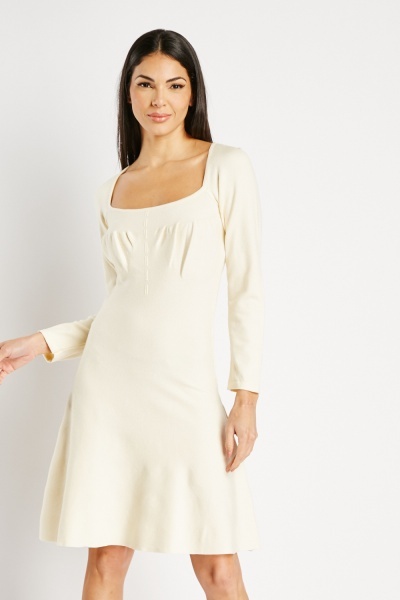 Image of Knitted Square Neck Swing Dress