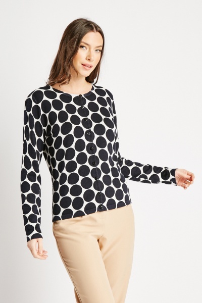 Image of Polka Dot Buttoned Cardigan
