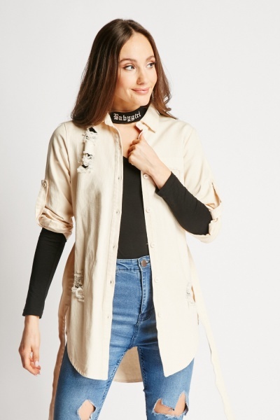 Image of Distressed Tie Up Casual Jacket