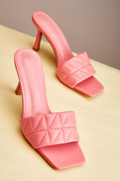 quilted square toe mules