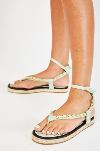 Chained Espadrille Strap Sandals
