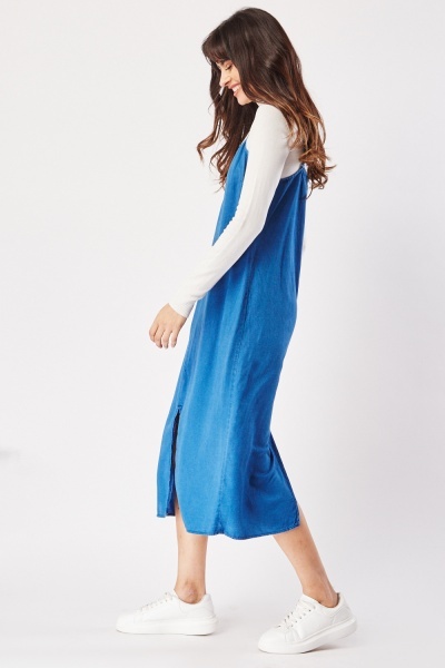 Ankle length 2024 denim dress