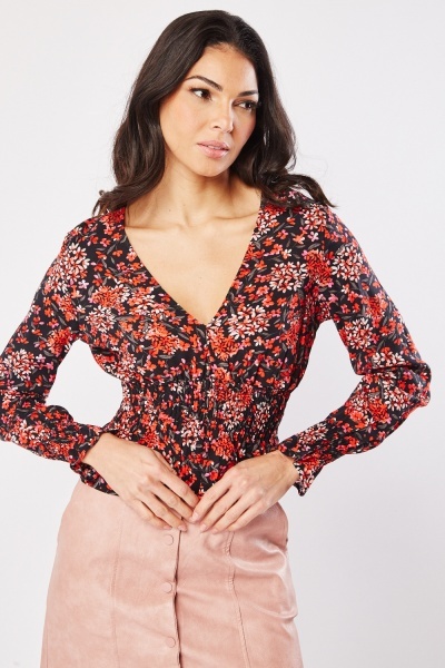 Image of Floral Low Plunge Blouse