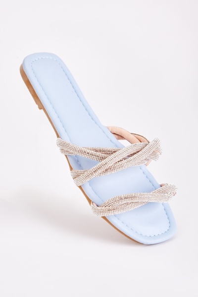 Encrusted Double Strap Sliders
