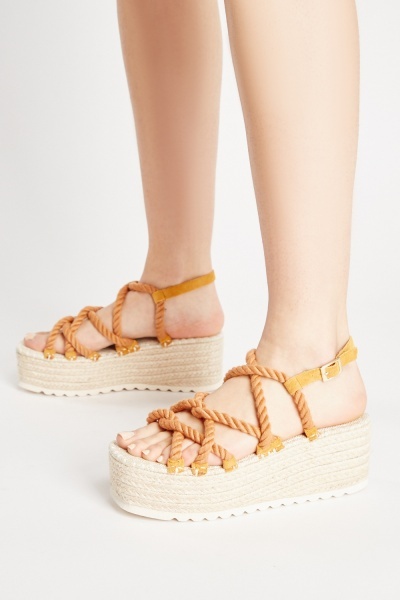 Rope Basket Weaved Chunky Sandals